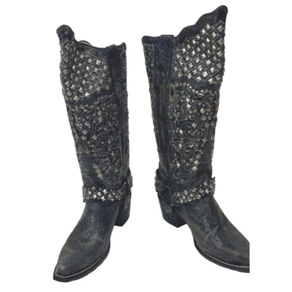 Ferrini Charcoal Country Rebel Western Leather Boot Women's Size 6